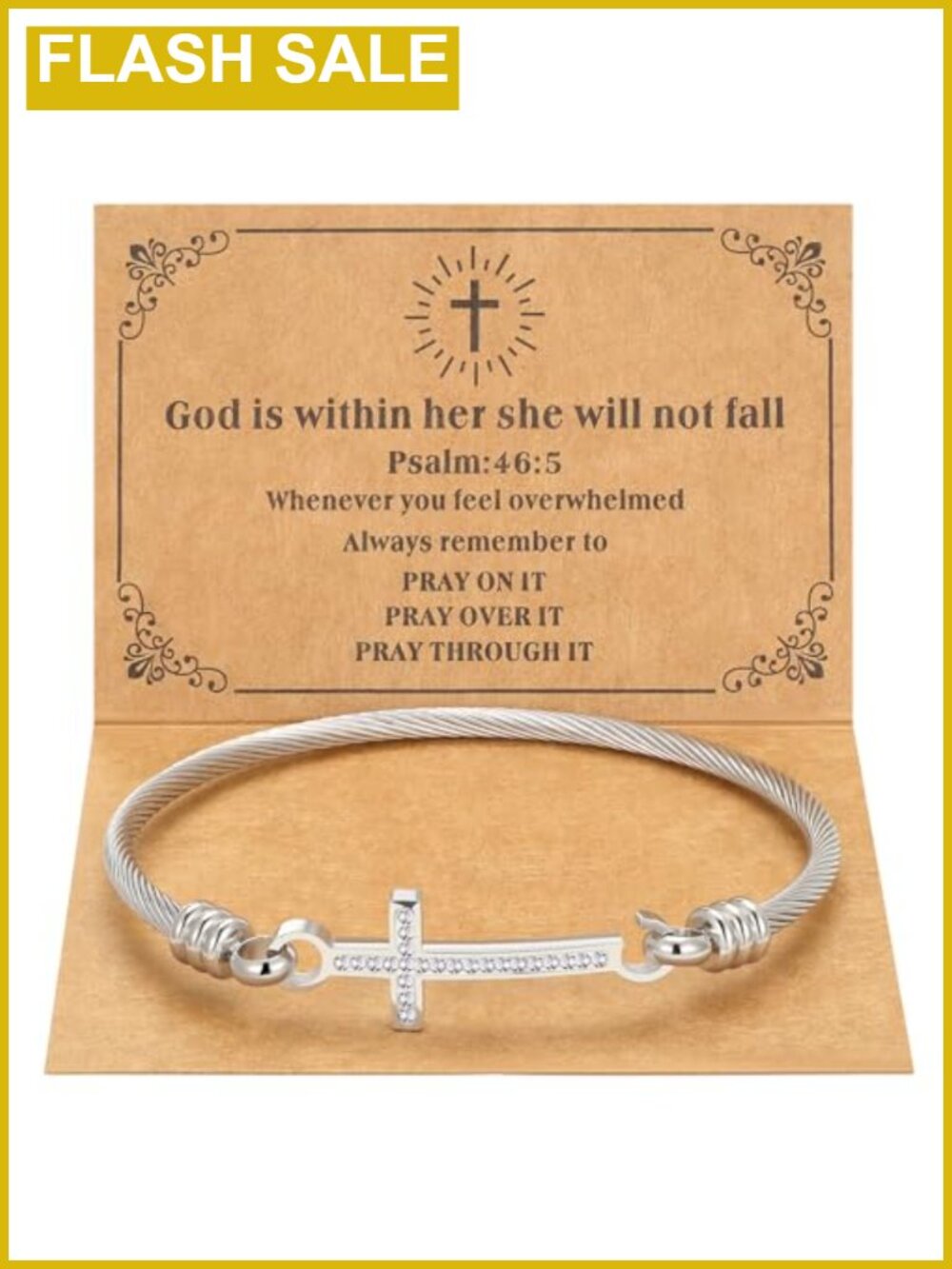 Stainless Steel Cross Bracelet Faith Jewelry Inspirational Gift for Women